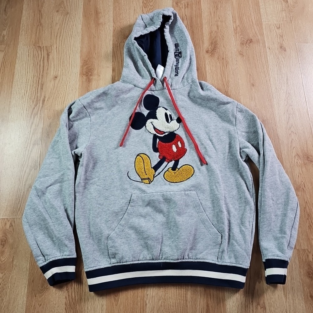 Disney‎ world Mickey Mouse mens Small Pullover Hoodie Sweatshirt Felt Graphic